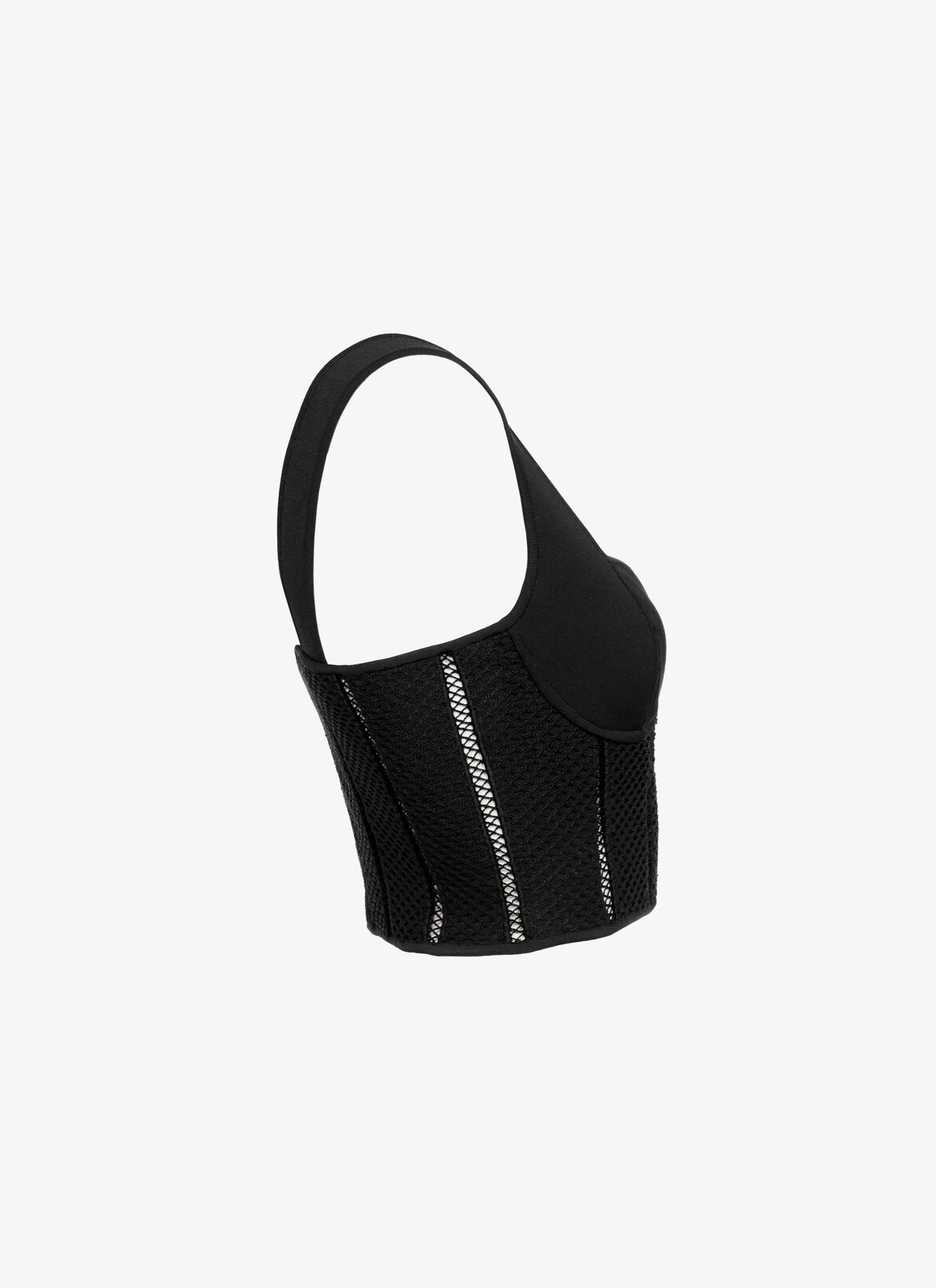 Cropped bustier in technical knit ALAÏA BLACK CROPPED BUSTIER IN TECHNICAL KNIT